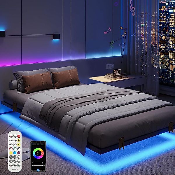 oyajia Bettgestell Doppelbett 140x200cm mit Lattenrost, günstig online kaufen