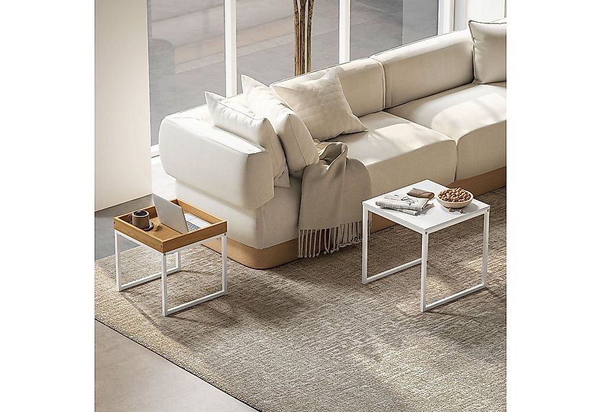 HOMCOM Couchtisch 2er-Set, mit Stahlgestell (Kaffeetisch, 2-St., Eckiger Be günstig online kaufen