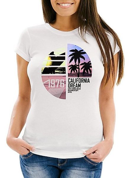 MoonWorks Print-Shirt Damen T-Shirt California Surfing Slim Fit Moonworks® günstig online kaufen