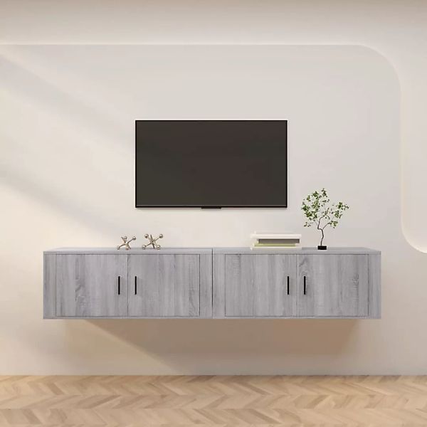 Vidaxl Tv-wandschränke 2 Stk. Grau Sonoma 100x34,5x40 Cm günstig online kaufen