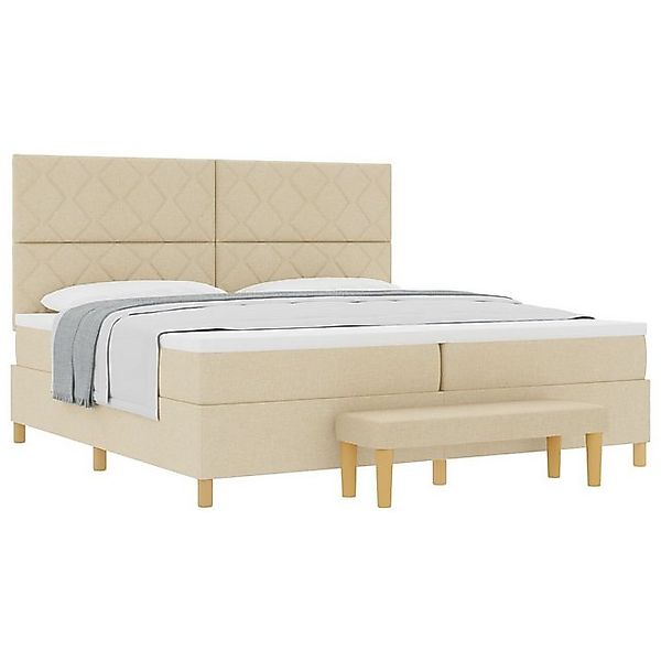 vidaXL Bett Boxspringbett mit Matratze & Bank Creme 200x200 cm Stoff (2-tlg günstig online kaufen