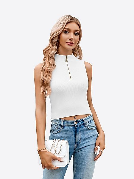 Imily Bela Strickweste Damen kurz geschnitten Weste mit Halbreißverschluss günstig online kaufen