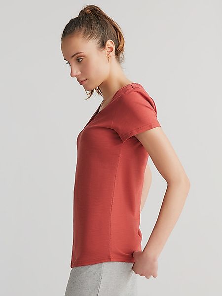 Albero Damen Flammé V-neck-shirt Bio-baumwolle günstig online kaufen