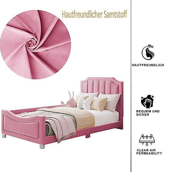 STILVORA Kinderbett 90×200 Polsterbett mit Matratze,Bettgestell mit Rückenl günstig online kaufen