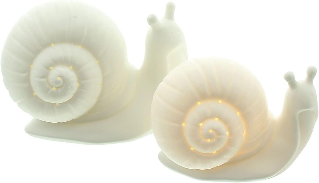 Dekoleidenschaft LED-Dekofigur "Schnecke" aus Porzellan, weiß, günstig online kaufen