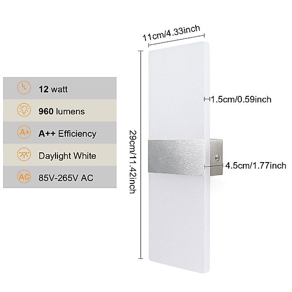 Clanmacy Wandleuchte 2X 12W LED Wandlampe günstig online kaufen