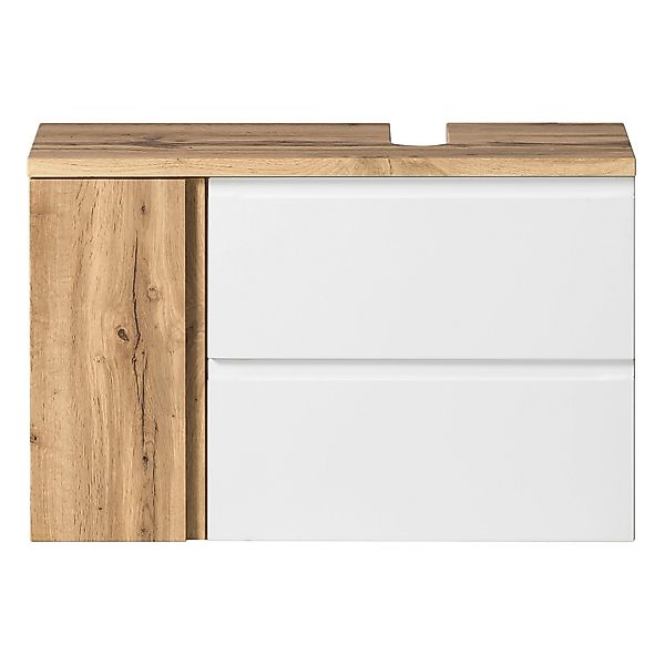 Held Möbel Unterbeckenschrank Ancona 85cm matt Weiß-Wotaneiche Ausschnitt r günstig online kaufen