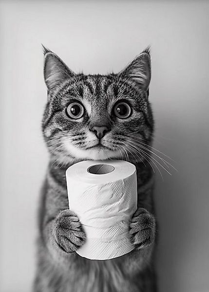 TPFLiving Kunstdruck OHNE RAHMEN, Lustige Tiere mit Toilettenpapier - (Lein günstig online kaufen