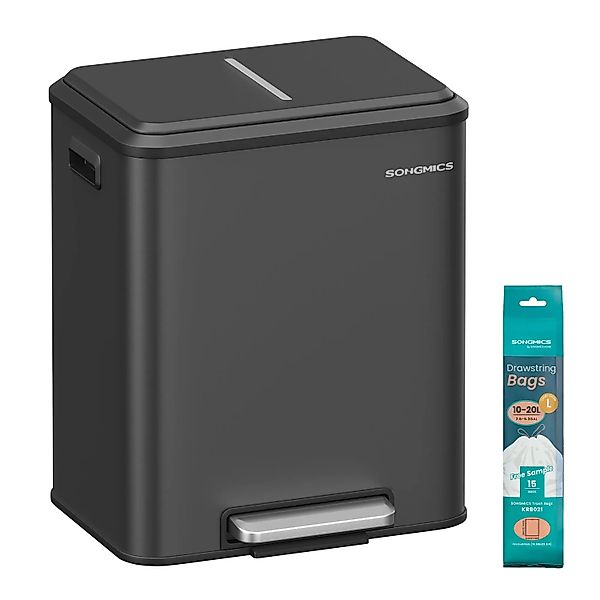 Songmics Mülleimer Punkool 2 Fächer x 15, Schwarz günstig online kaufen