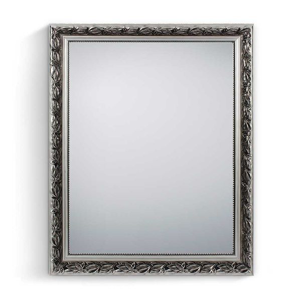 Schlafzimmerspiegel mit silbernem Holzrahmen Vintage Look günstig online kaufen