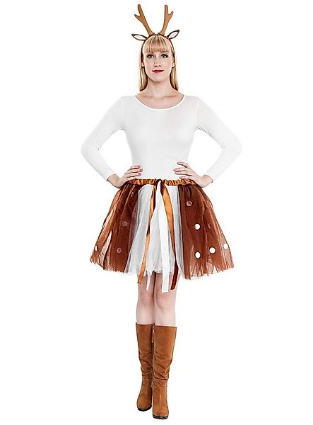 Metamorph Kostüm Reh Tutu - Rock 45cm - Rentier Fasching Karneval, Weiß-bra günstig online kaufen