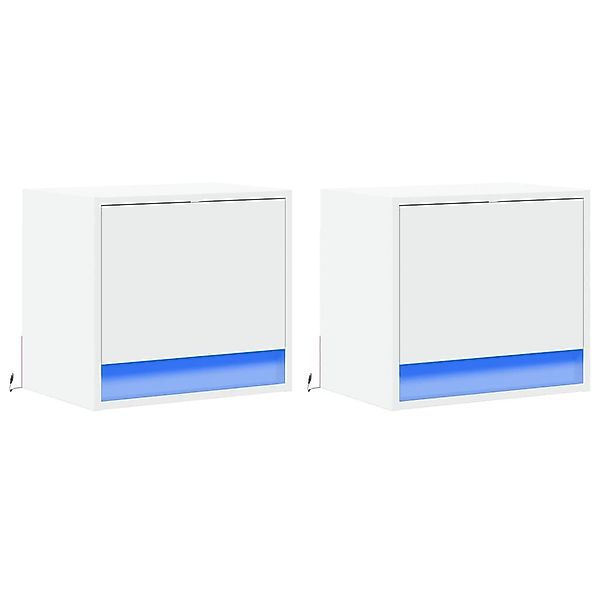 vidaXL Nachttisch Wand-Nachttische mit LED-Leuchten 2 günstig online kaufen