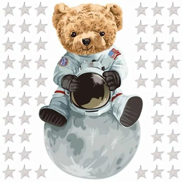 WANDKIND Wandtattoo Bär auf dem Mond Astronaut V326 bunt Gr. 100 x 100 günstig online kaufen