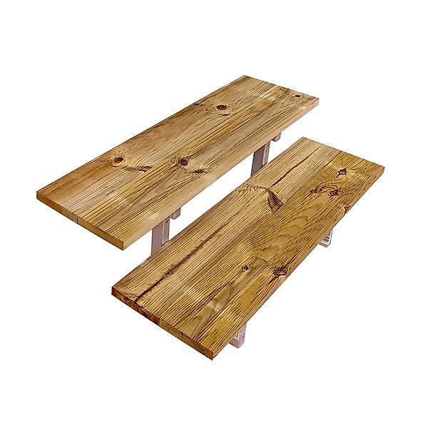 Vinuovo Terrassentreppe Stahl Oslo 2 Stufen Holz 60cm günstig online kaufen