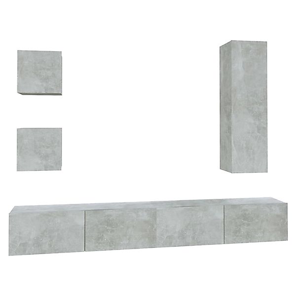 VidaXL 5-tlg. TV-Schrank-Set Betongrau Holzwerkstoff 2 günstig online kaufen