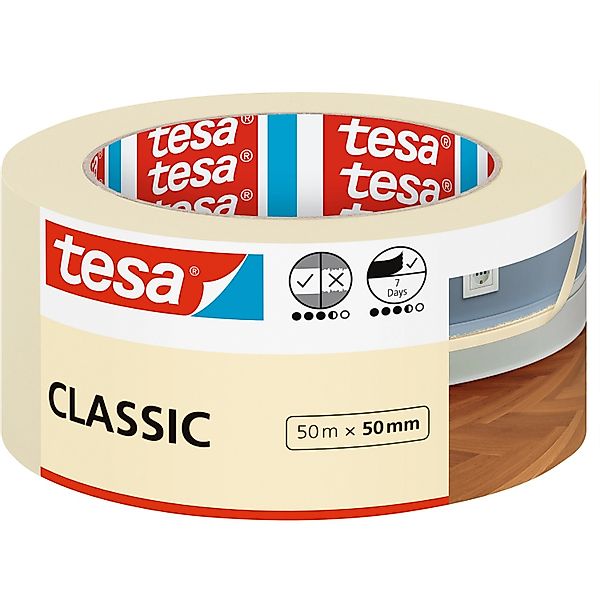 tesa Kreppband CLASSIC Malerband (Packung, 1-St) Abklebeband / Malerkrepp - günstig online kaufen