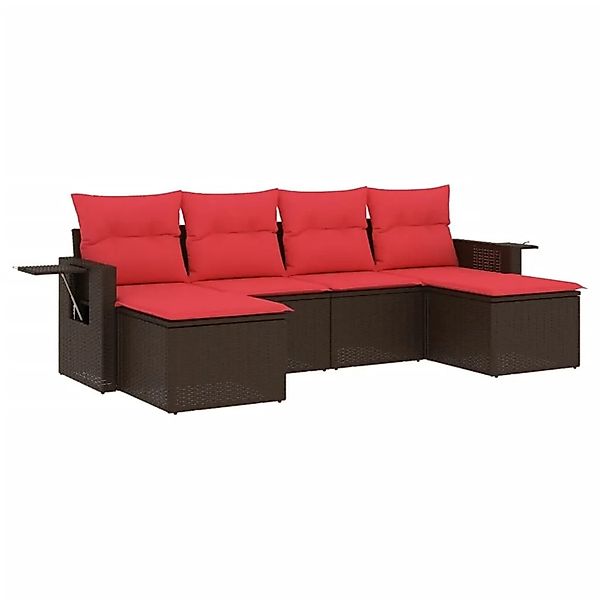 vidaXL 6-Tlg Gartensofa-Set mit Kissen Braun Polyrattan 3220523 günstig online kaufen
