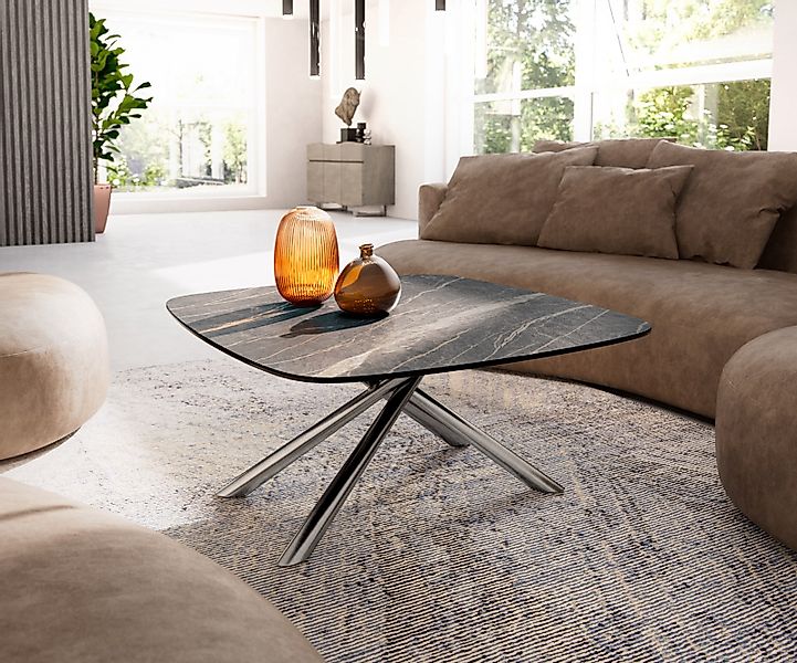 Couchtisch Edge Boot 90x90 cm Keramik Laminam® Noir Desir Braun Sarity Edel günstig online kaufen