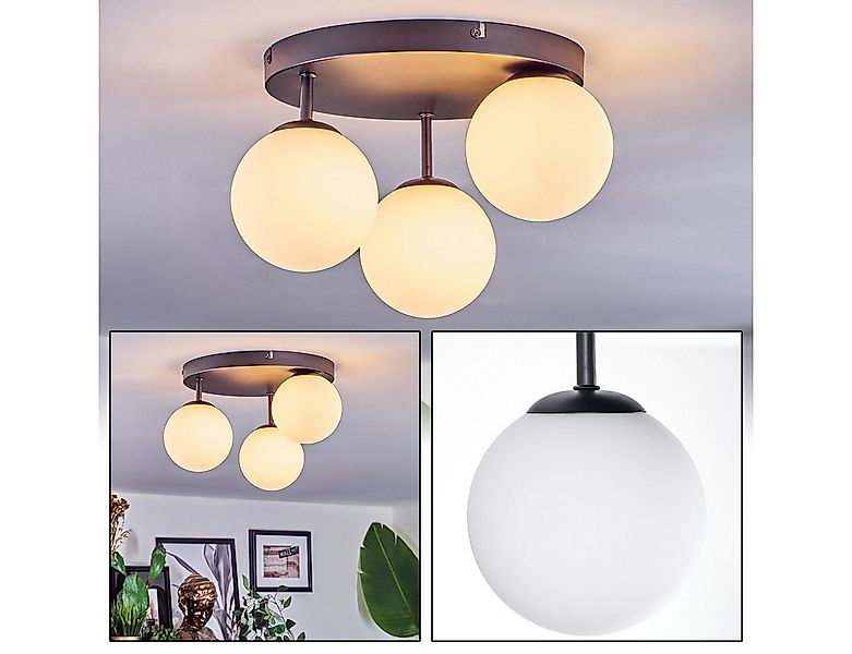 hofstein Stehlampe Deckenlampe aus Metall/Milchglas in Schwarz/Weiß, ohne L günstig online kaufen