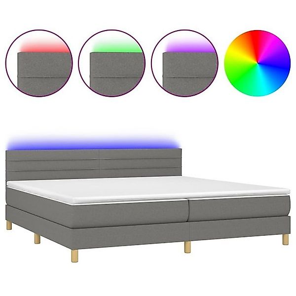 vidaXL Boxspringbett Boxspringbett mit Matratze LED Dunkelgrau 200x200 cm S günstig online kaufen