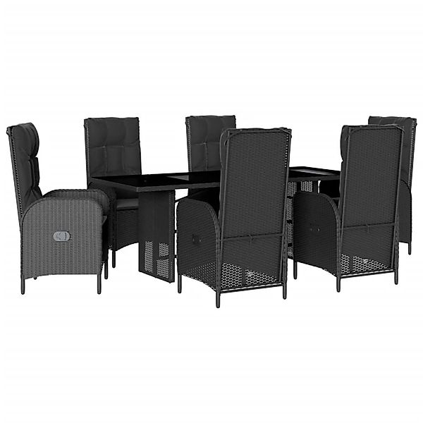 vidaXL 7-Tlg Garten-Essgruppe mit Kissen Schwarz Poly Rattan 3213524 günstig online kaufen
