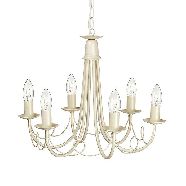 Licht-Erlebnisse Kronleuchter 5-Flammig Breite 48 cm Creme-Gold günstig online kaufen