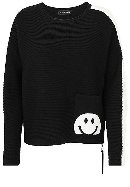 Doris Streich Strickpullover mit Smiley-Tasche günstig online kaufen