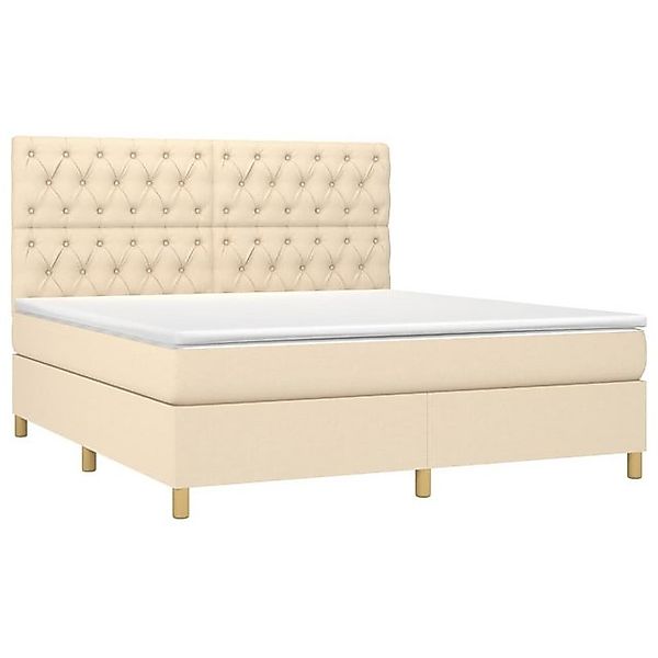 vidaXL Bett Boxspringbett mit Matratze & LED Creme 160x200 cm Stoff günstig online kaufen