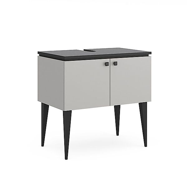 Vicco Waschbeckenunterschrank Gerta, Grau/Schwarz, 80 x günstig online kaufen