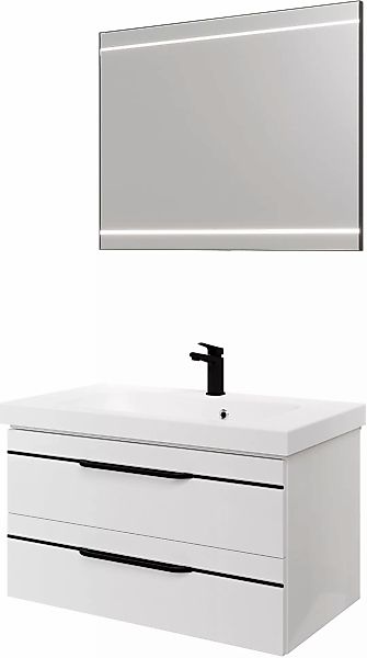 Saphir Badmöbel-Set "Balto 2-teilig Mineralmarmor-Waschtisch mit LED-Spiege günstig online kaufen