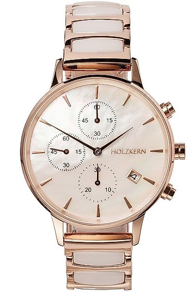 Holzkern Quarzuhr Damenuhr Chronograph Shiny Perlmutt/Keramik günstig online kaufen