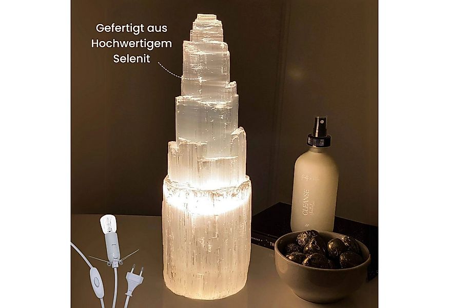 Landster Nachttischlampe Selenite Lampe Turm lampe tischleuchte Kristall La günstig online kaufen