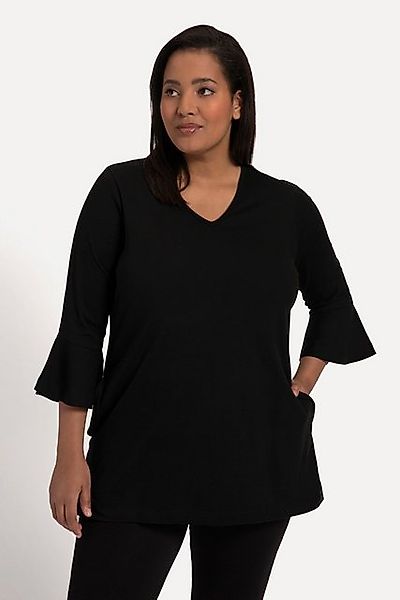 Ulla Popken Longshirt T-Shirt A-Linie Taschen V-Ausschnitt günstig online kaufen