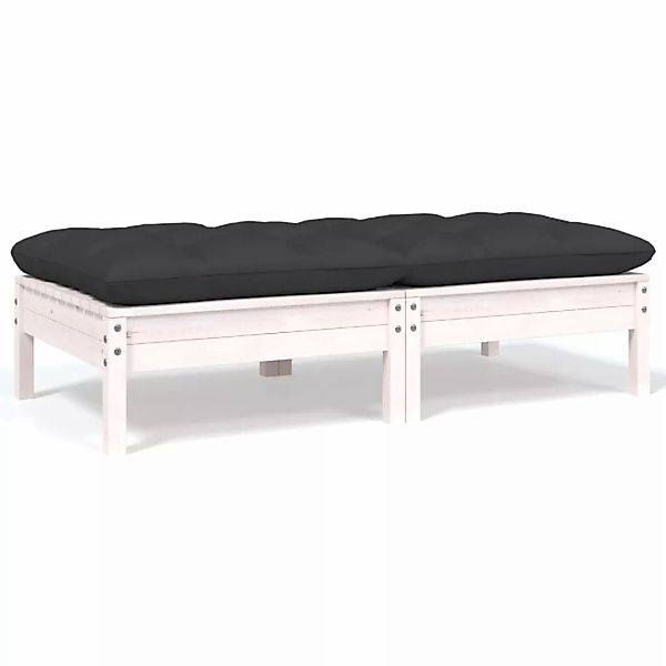 2-sitzer-gartensofa Mit Kissen Weiß Massivholz Kiefer günstig online kaufen