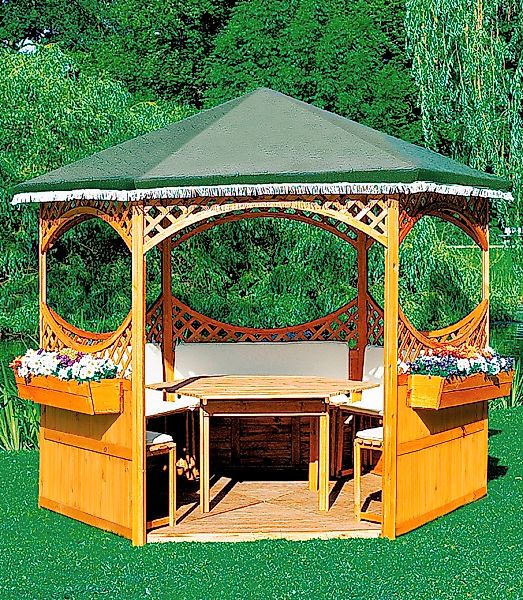 promadino Holzpavillon "Palma", (Set), BxT: 308x308 cm, inkl. Brüstung günstig online kaufen