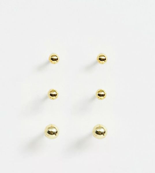 ASOS DESIGN – Set mit 3 vergoldeten Ohrsteckern aus Sterlingsilber günstig online kaufen