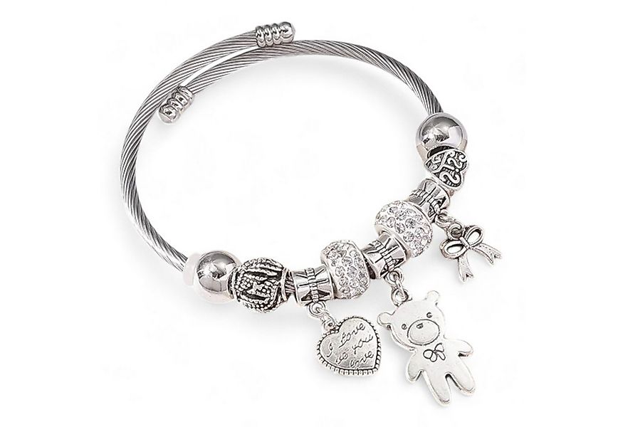 Eyecatcher Armkette Verspieltes Silber Armband Anhänger Teddybär Herz Schle günstig online kaufen