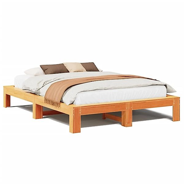 vidaXL Massivholzbett ohne Matratze Wachsbraun 140x190 cm Kiefernholz 33087 günstig online kaufen