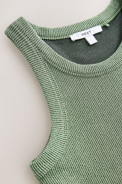 Next Trägertop Geripptes Metallic-Tanktop mit Racerback günstig online kaufen