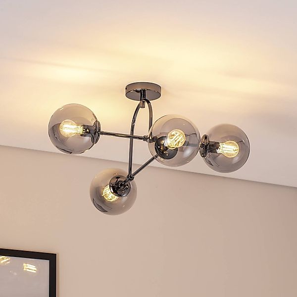 Deckenlampe Portemo, rauchgrau/nickel, 83x74 cm, 4-flg. Glas günstig online kaufen