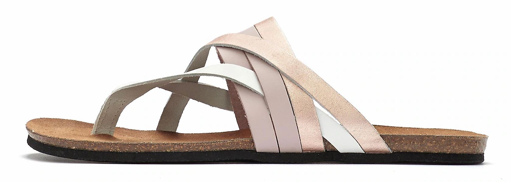 LASCANA Zehentrenner, Sandale, Pantolette aus Leder mit Korkfußbett günstig online kaufen