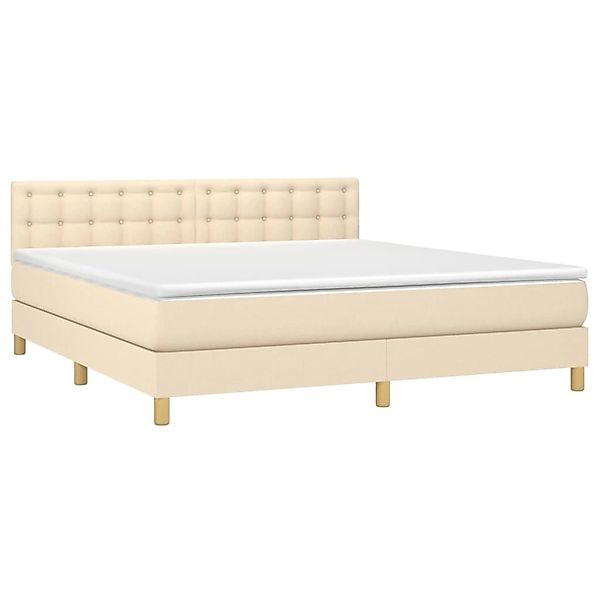 vidaXL Boxspringbett mit Matratze & LED Creme 180x200 cm Stoff 3134058 günstig online kaufen