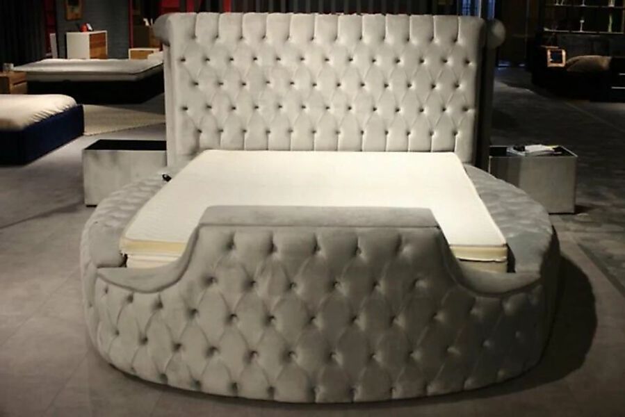 JVmoebel Bett Rundes Bett Moderne Design Polster Betten Stoff Chesterfield günstig online kaufen