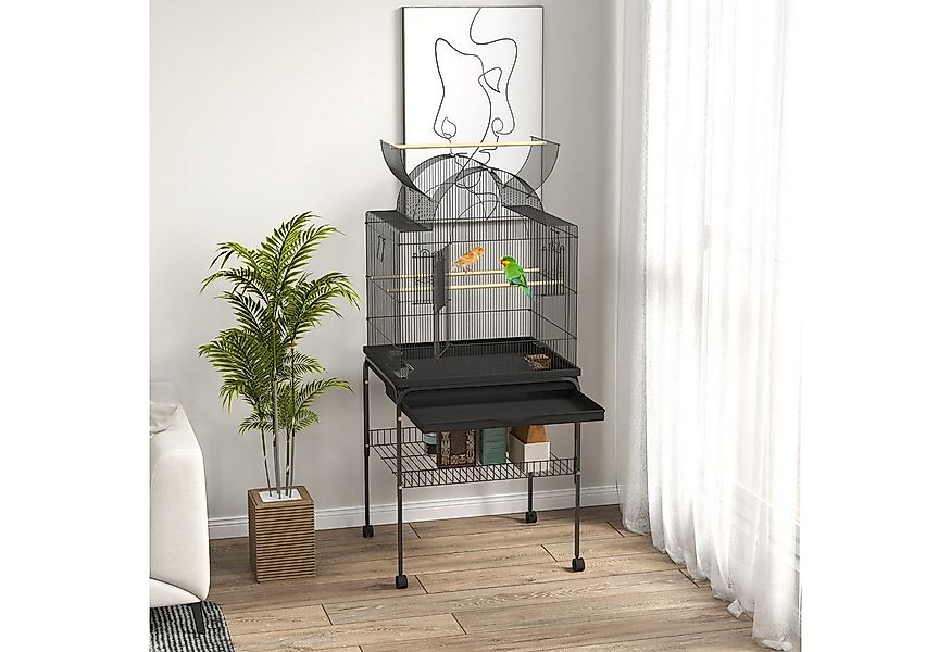 PawHut Vogelkäfig Wellensittichkäfig mit Tablett, Ablagefläche, Futterstati günstig online kaufen