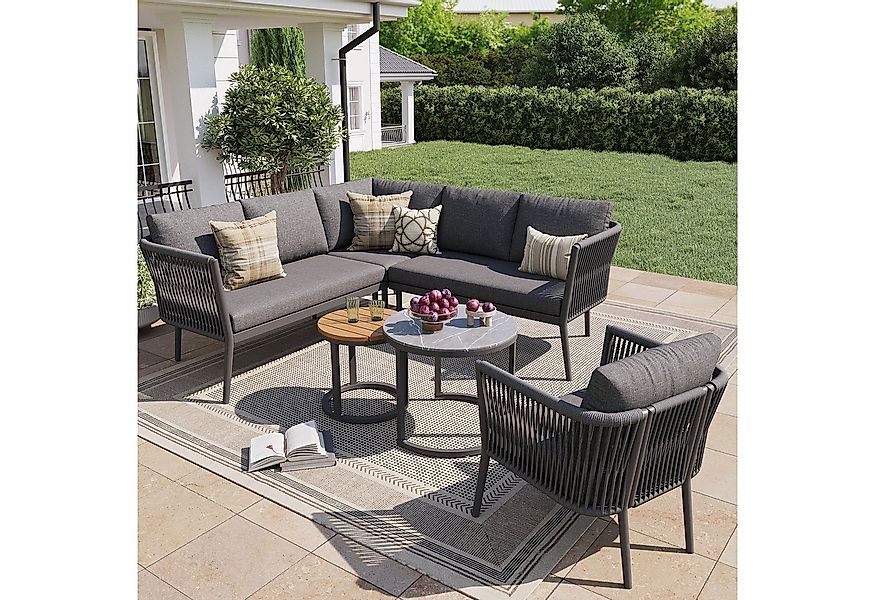 MODFU Gartenlounge-Set Großes Outdoor Sofa Set, (mit wasserfester Sitzbank günstig online kaufen