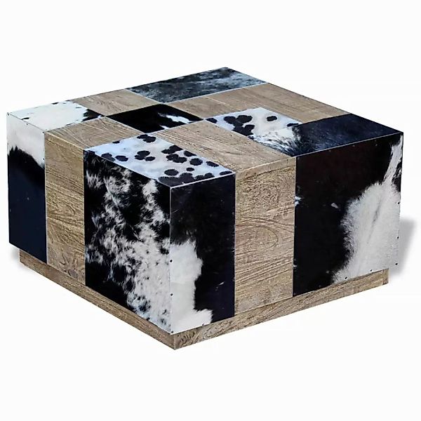 Couchtisch Echtes Rindsleder 60x60x36 Cm günstig online kaufen