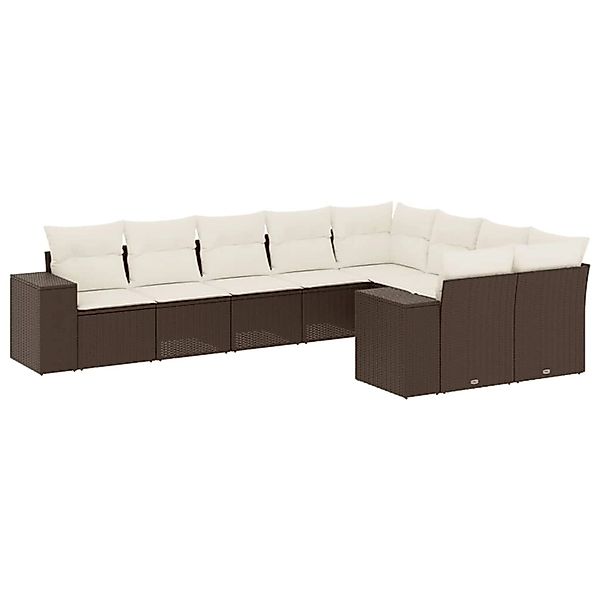 vidaXL 9-Tlg Garten-Sofagarnitur mit Kissen Braun Poly Rattan 3223042 günstig online kaufen