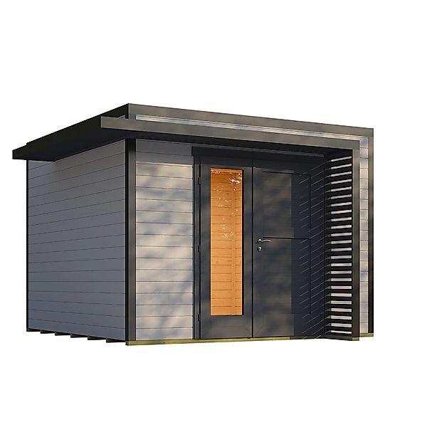 Weka Gartenhaus Amberley 1,5-Fache Tür Grau-Anthrazit 300 cm x 300 cm günstig online kaufen
