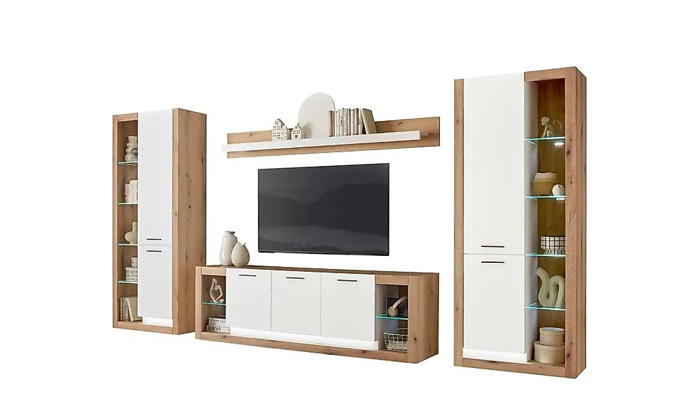 Wohnwand  Busso ¦ braun ¦ Maße (cm): B: 398 H: 195 T: 43.0 Kommoden & Sideb günstig online kaufen