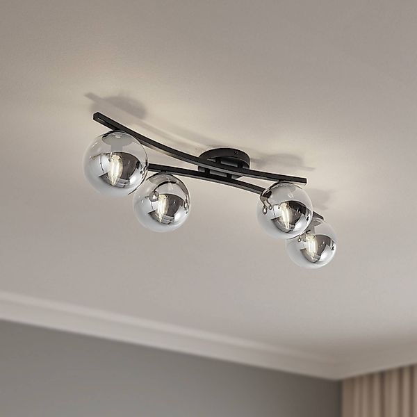 Deckenlampe Opus, Länge 84 cm, rauchgrau/schwarz, 4-flg. günstig online kaufen